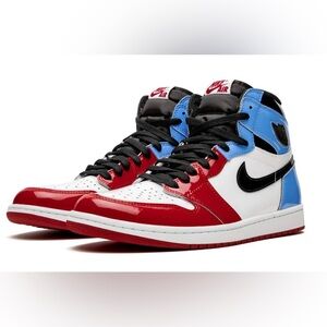 Nike Air Jordan 1 Sneakers in Red, Blue, and White